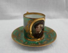 A continental porcelain coffee can and saucer,