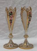 A pair of Victorian overlaid glass vases,