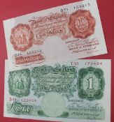 A Bank of England Ten Shillings note, B.G Catterns, Chief Cashier, B223, O71 No.