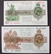 A United Kingdom of Great Britain and Ireland Ten Shillings note, N. F.