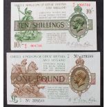 A United Kingdom of Great Britain and Ireland Ten Shillings note, N. F.