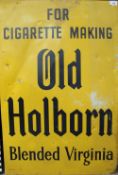 A rectangular tin plate sign title "For cigarette making Old Holborn blended Virginia",