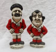 A John Hughes pottery Grogg of Gareth Edwards in a Wales Jersey 16cm high together with another of