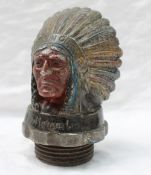 A "Guy Motors Ltd", 'Feathers in our Cap' Red Indian radiator cap / mascot painted in reds,
