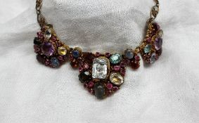 A Renaissance Revival gilt metal necklace, set with amethysts, sapphires, garnets,