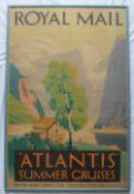 A Royal Mail "Atlantis" Summer Cruises poster, depicting a Norweigian Fjord,