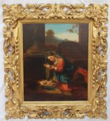 In the style of Correggio Adoration of the child Oil on canvas 80 x 65.