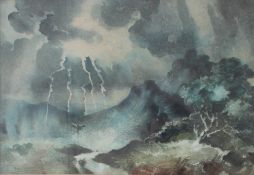 Angus Brent Thunderstorm Watercolour Signed and Atkinson Gallery Label verso 36 x 52cm