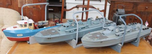 A pair of scratch built remote control military boats,