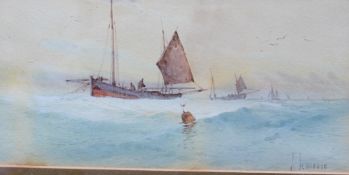 A Clarence A boat on a choppy sea Watercolour Signed Together with another watercolour,