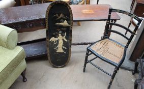 A painted side table together with a Victorian side table,