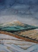 Carol James The Sugar Loaf in Winter Watercolour Signed and dated 2007