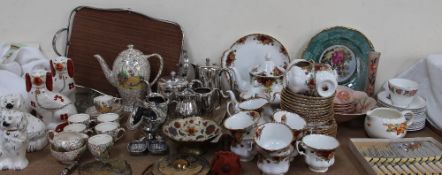 A Royal Albert Old Country Roses pattern part tea service together with a Melba Ware part dessert