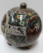 A large spherical cloisonné jar and cover decorated with dragons and Phoenix