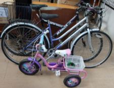 An Explorer Falcon Lady's bicycle together with a Magna Min eagle bicycle and a child's Kitten