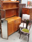 A pine dresser together with gilt wall mirrors, a dining chair,