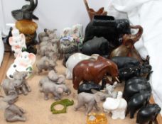 A collection of model elephants etc