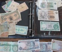 A collection of paper money, bank notes including The States of Jersey One Pound notes,