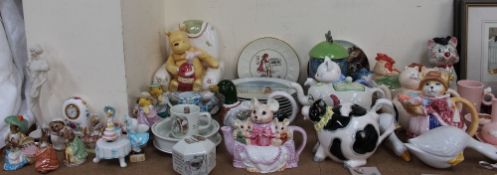 A collection of Beswick Beatrix Potter figures, together with Wedgwood children pottery,