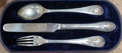 A Victorian silver three piece christening set,