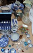Assorted Copeland Spode blue and white pottery together with other blue and white,