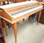 A late 19th century Virgil practice clavier in ash on tapering folding legs