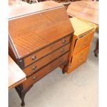 A 20th century mahogany bureau together with a two drawer filing cabinet