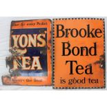 A Brooke Bond enamel sign together with a Lyons tea enamel sign
