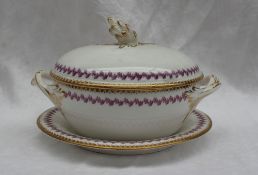 A Worcester porcelain twin handled tureen,