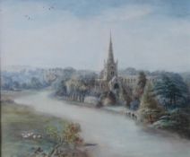 E Salter Stratford Church Watercolour Signed and dated 1894 25 x 30.