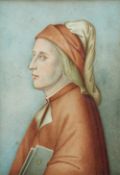 In the style of Giotto di Bondone Head & Shoulders portrait of a gentleman Watercolour 15 x 11cm