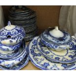 A Wharf pottery blue and white pottery part dinner set