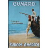 A 1989 Cunard poster, together with other posters,