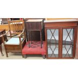 A commode elbow chair together with a Victorian mahogany pot cupboard,