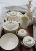 Leeds ware creamware pots and covers together with bowls, jugs, box and cover, plates etc,