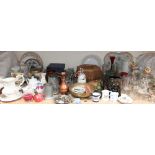 Babycham glasses together with other glasses, plates, cups and saucers, pewter tankards,