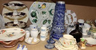 A Foley china part tea set together with a Coalport coffee cans, Stoneware vases,