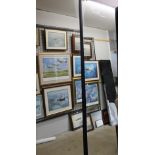 A set of twenty-one full length dressing room wall mirrors