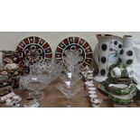 A pair of Royal Crown Derby 1128 pattern platters together with a Royal Albert miniature tea set,