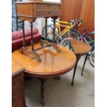 A Victorian mahogany supper table together with a half round table