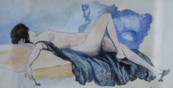 A Palk Nude Study Watercolour Together with two other water colours and prints