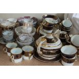 A Derby blue and gilt decorated part tea and coffee set together with Derby teabowl,