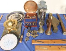 A Stern lamp together with a brass bugle with Ontario regiment badge,