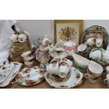 A Royal Albert Old Country Roses pattern part tea service, together with other part tea sets,