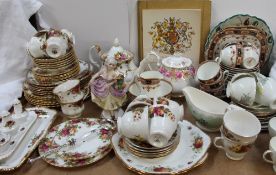 A Royal Albert Old Country Roses pattern part tea service, together with other part tea sets,