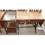 A teak wardrobe and matching dressing table together with a reproduction mahogany sofa table and an