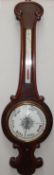 A Victorian rosewood banjo barometer together with an alcohol thermometer