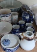 A Meissen porcelain cream jug together with Chinese mugs and other oriental porcelain