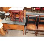 An oak gate leg dining table together with a pair of 19th century oak ball back dining chairs,