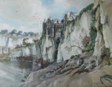 J Fielder Cliff Face Watercolour Together with another watercolour,